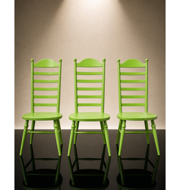1960's HIGH LADDER BACK "MONA" CHAIRS, SET OF 3 PIECES