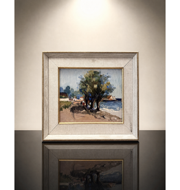 1920's BEACH FRONT PROMENADE  SIGNED OIL ON BOARD