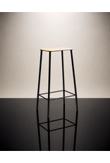 ADAM STOOL IN OAK SEAT, BLACK STEEL FRAME, H76CM