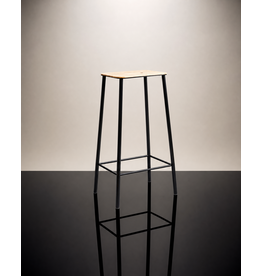 ADAM STOOL IN OAK SEAT, BLACK STEEL FRAME, H76CM