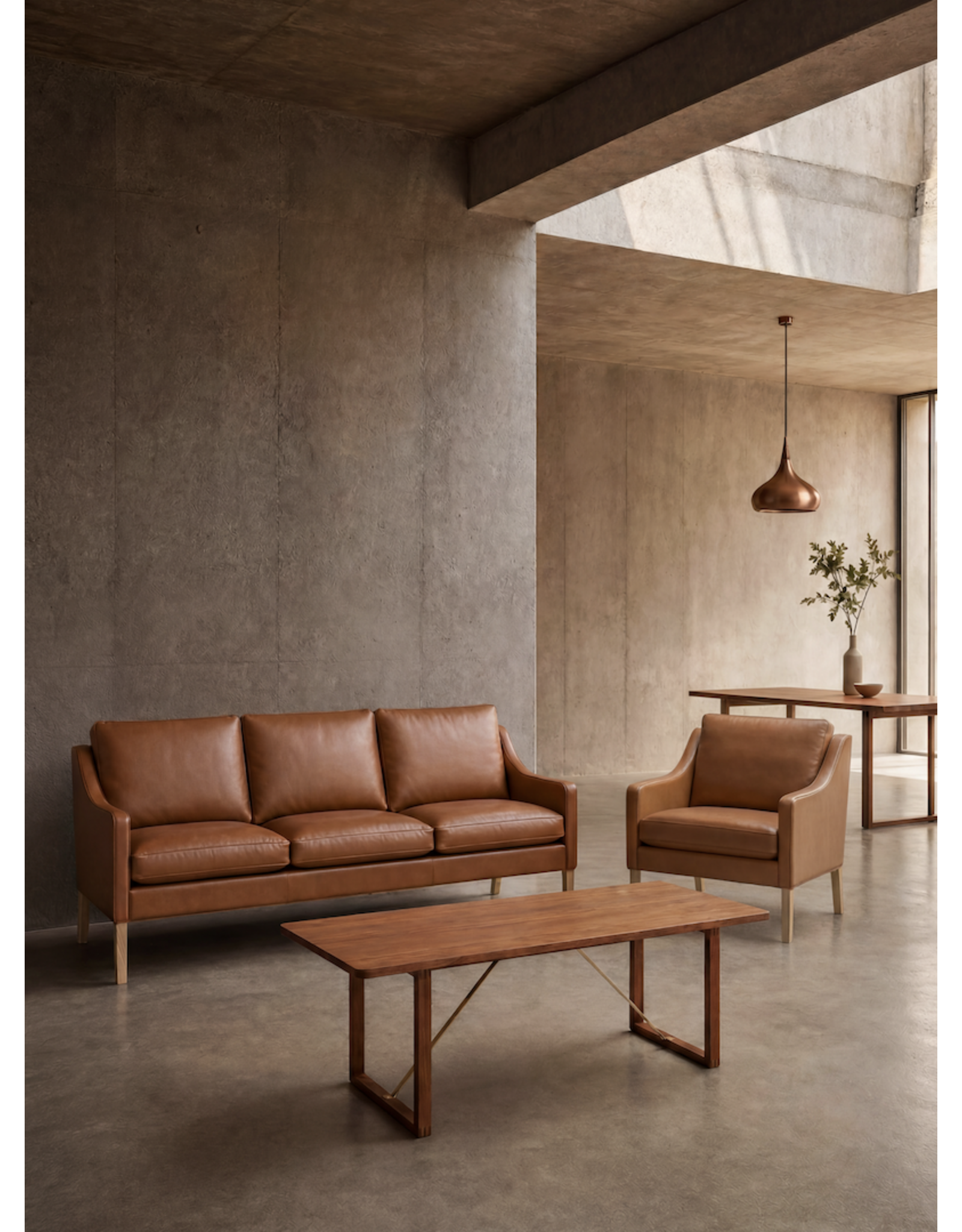 2209 3-SEATER SOFA IN WALNUT LEATHER