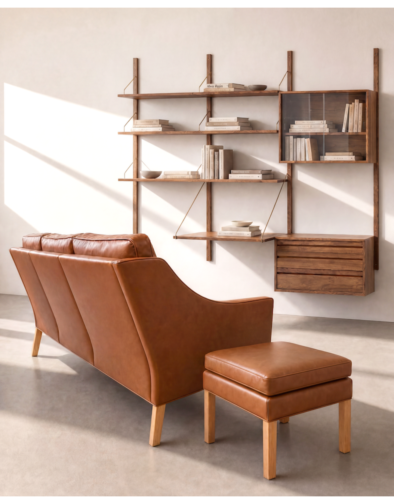 2209 3-SEATER SOFA IN WALNUT LEATHER