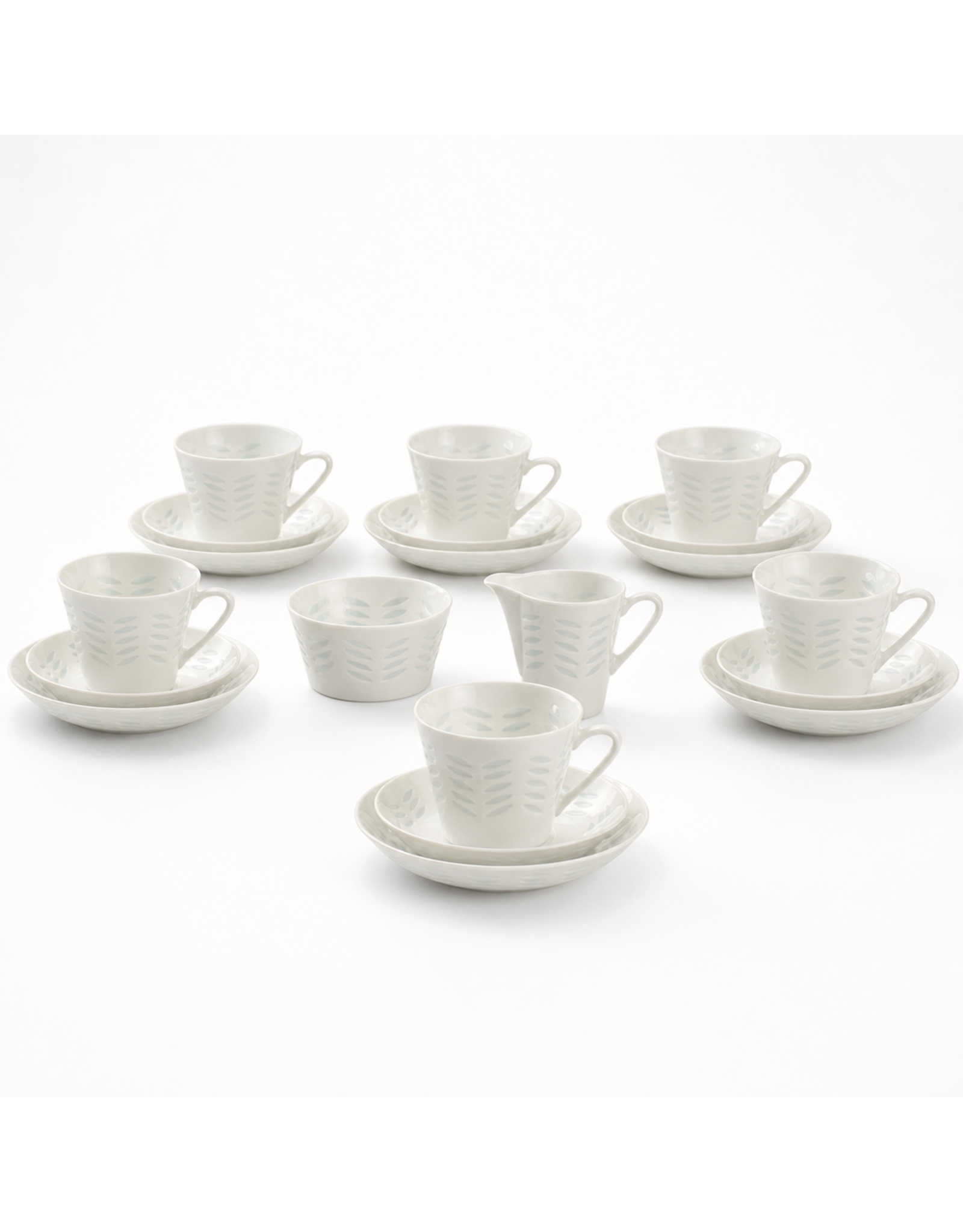 1960's SET OF RICE PORCELAIN COFFEE SERVICE WITH SUGAR & CREAMER FOR 6