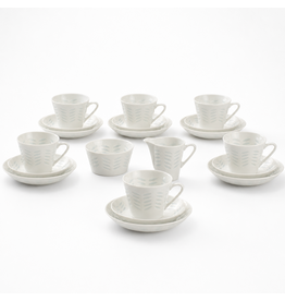 1960's SET OF RICE PORCELAIN COFFEE SERVICE WITH SUGAR & CREAMER FOR 6