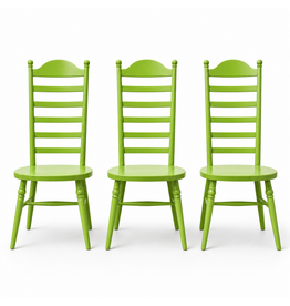 1960's HIGH LADDER BACK "MONA" CHAIRS, SET OF 3 PIECES