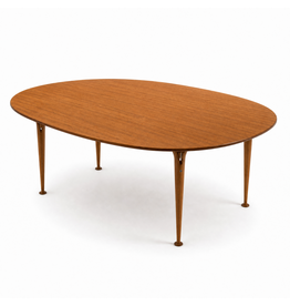 1960's SUPERELIPSE TEAK OCCASIONAL TABLE WITH BIRCH LEGS