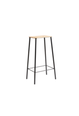 ADAM STOOL IN OAK SEAT, BLACK STEEL FRAME, H65CM