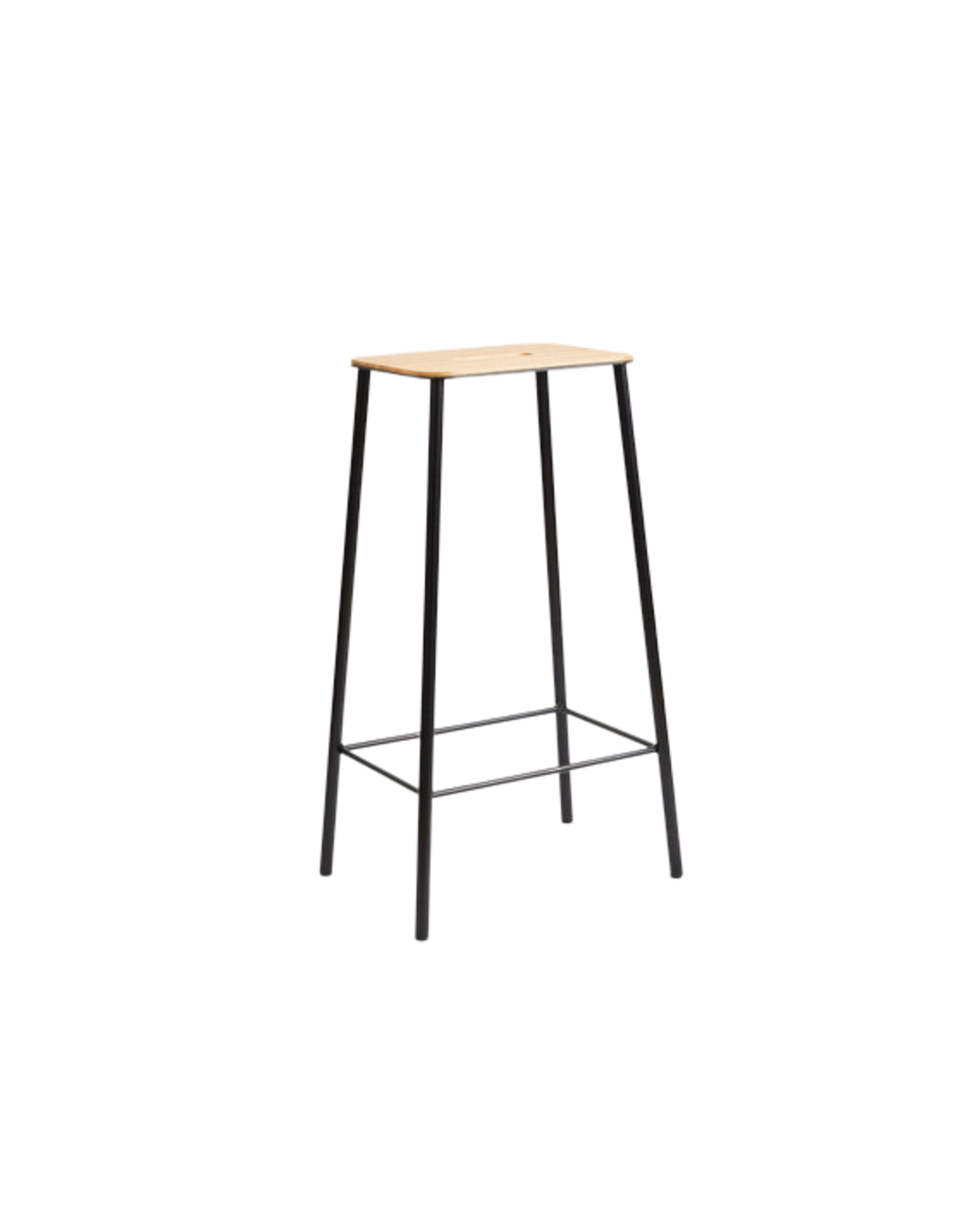 ADAM STOOL IN OAK SEAT, BLACK STEEL FRAME, H65CM