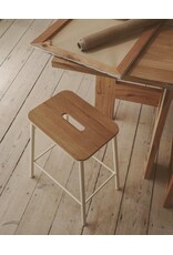 ADAM STOOL IN OAK SEAT WITH WARM WHITE FRAME