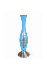 PORCELAIN VASE 綠松石釉陶瓷鍍銀花瓶