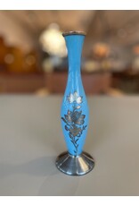 PORCELAIN TURQUOISE GLAZE WITH SILVER OVERLAY VASE