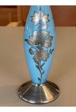 PORCELAIN TURQUOISE GLAZE WITH SILVER OVERLAY VASE