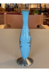PORCELAIN TURQUOISE GLAZE WITH SILVER OVERLAY VASE