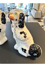 PAIR OF HAND PAINTED STAFFORDSHIRE SPANIELS