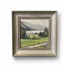 1920's QUIET VALLEY LANDSCAPE SIGNED FRAMED OIL ON BOARD