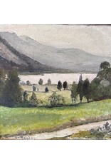 1920年代靜謐山谷風景畫帶框油彩