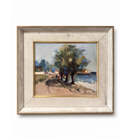1920's BEACH FRONT PROMENADE  SIGNED OIL ON BOARD