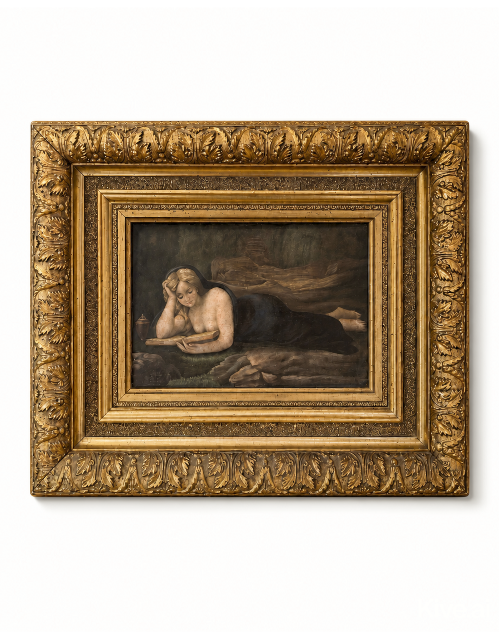 1900's 在閱讀的 MARY MAGDALENE 油畫
