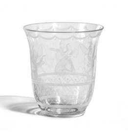 ETCHED GLASS "CACTUS" VASE