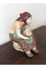 RARE 1970's ZAPHIR FIGURINE OF SEATED FARMER'S WIFE WITH BASKET