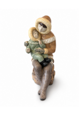 RARE 1970'S FIGURINE OF SEATED INUIT MOTHER WITH CHILD IN LAP