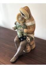 RARE 1970'S FIGURINE OF SEATED INUIT MOTHER WITH CHILD IN LAP