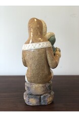 RARE 1970'S FIGURINE OF SEATED INUIT MOTHER WITH CHILD IN LAP