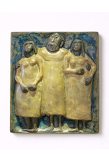 WALL PLAQUE OF HAPPY MAN WITH TWO PRETTY LADIES
