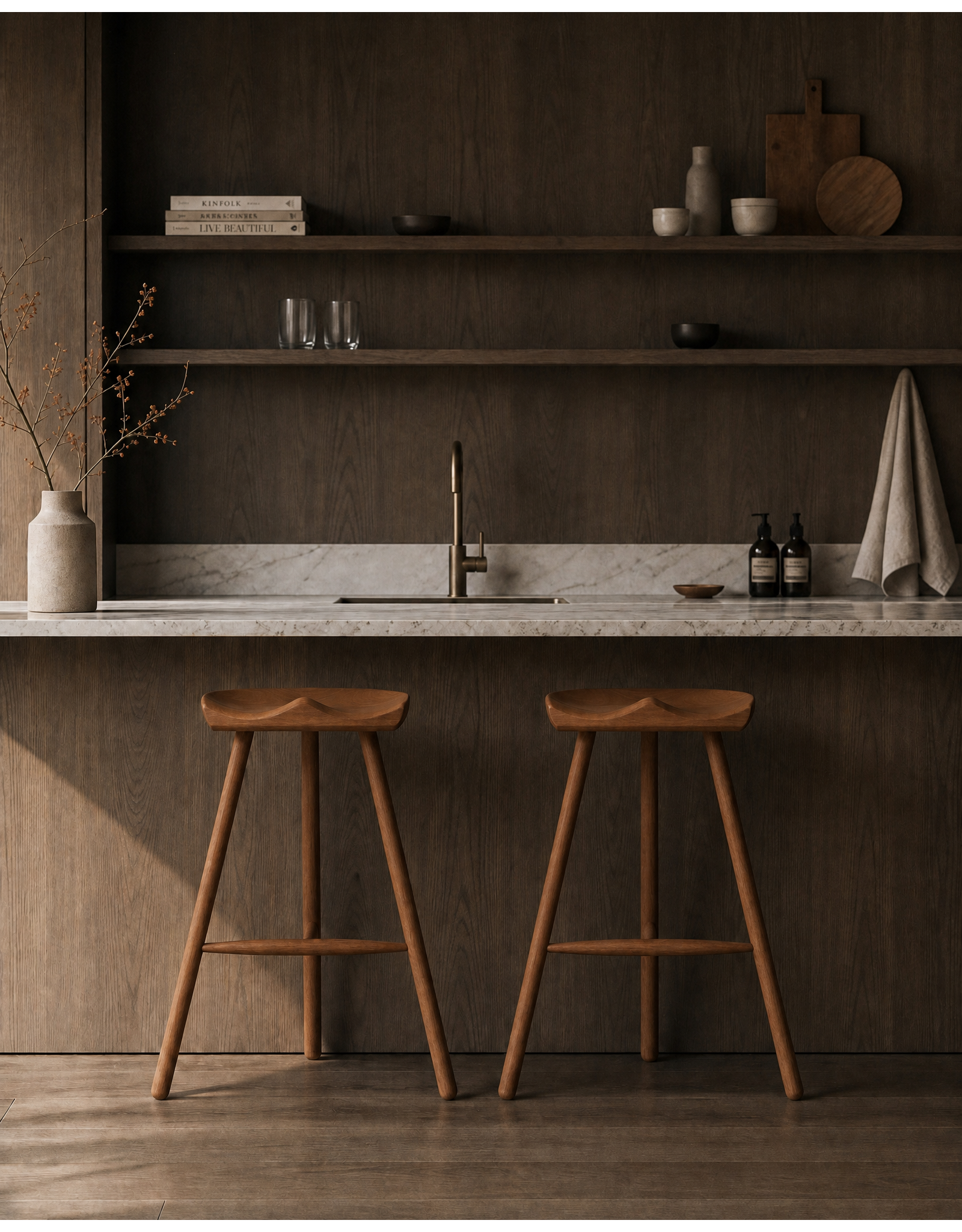 THE SHOEMAKER CHAIR IN 69CM HEIGHT, OILED IROKO