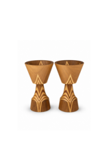 WOOD CANDLESTICKS 嵌花木燭台一對