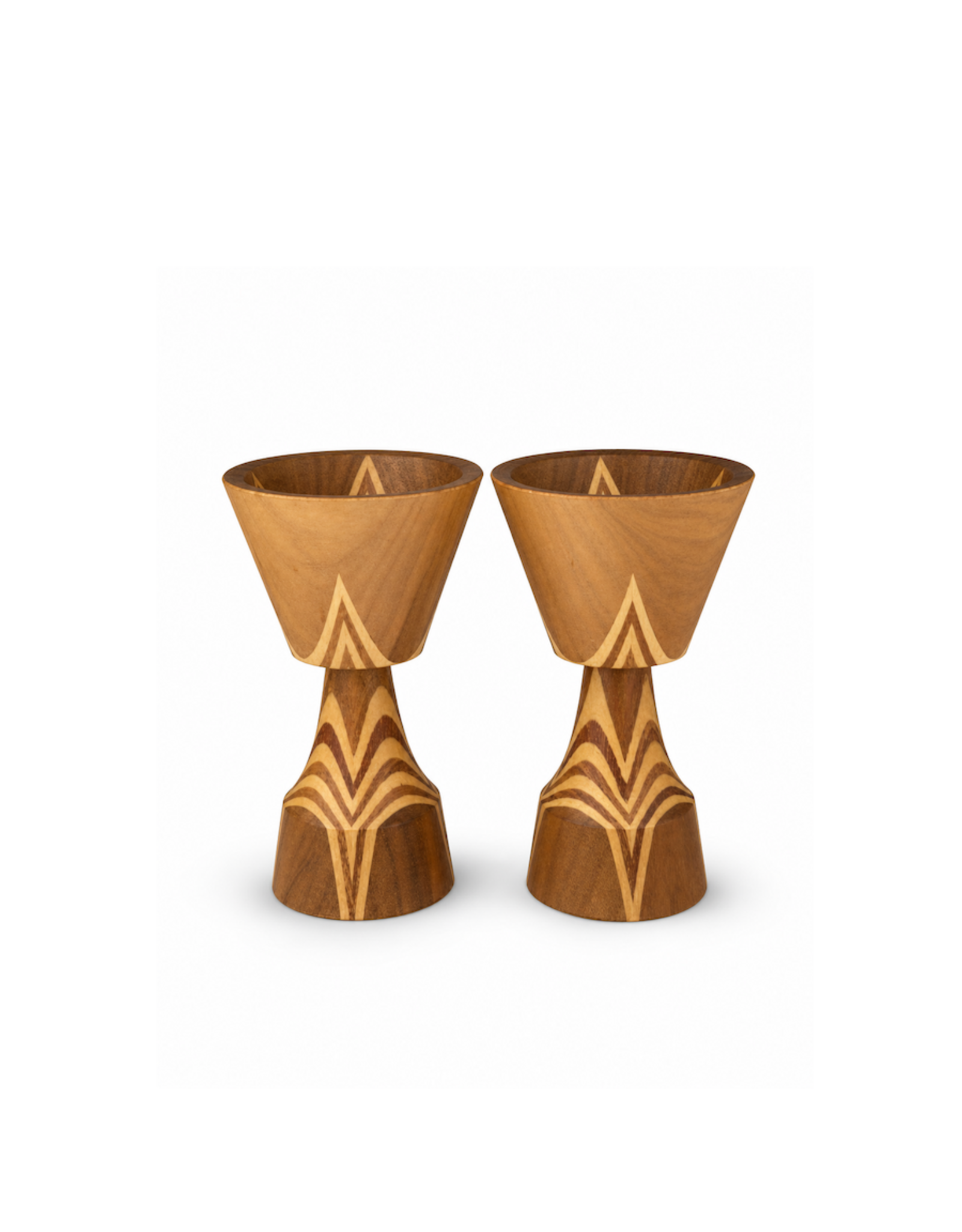 WOOD CANDLESTICKS 嵌花木燭台一對