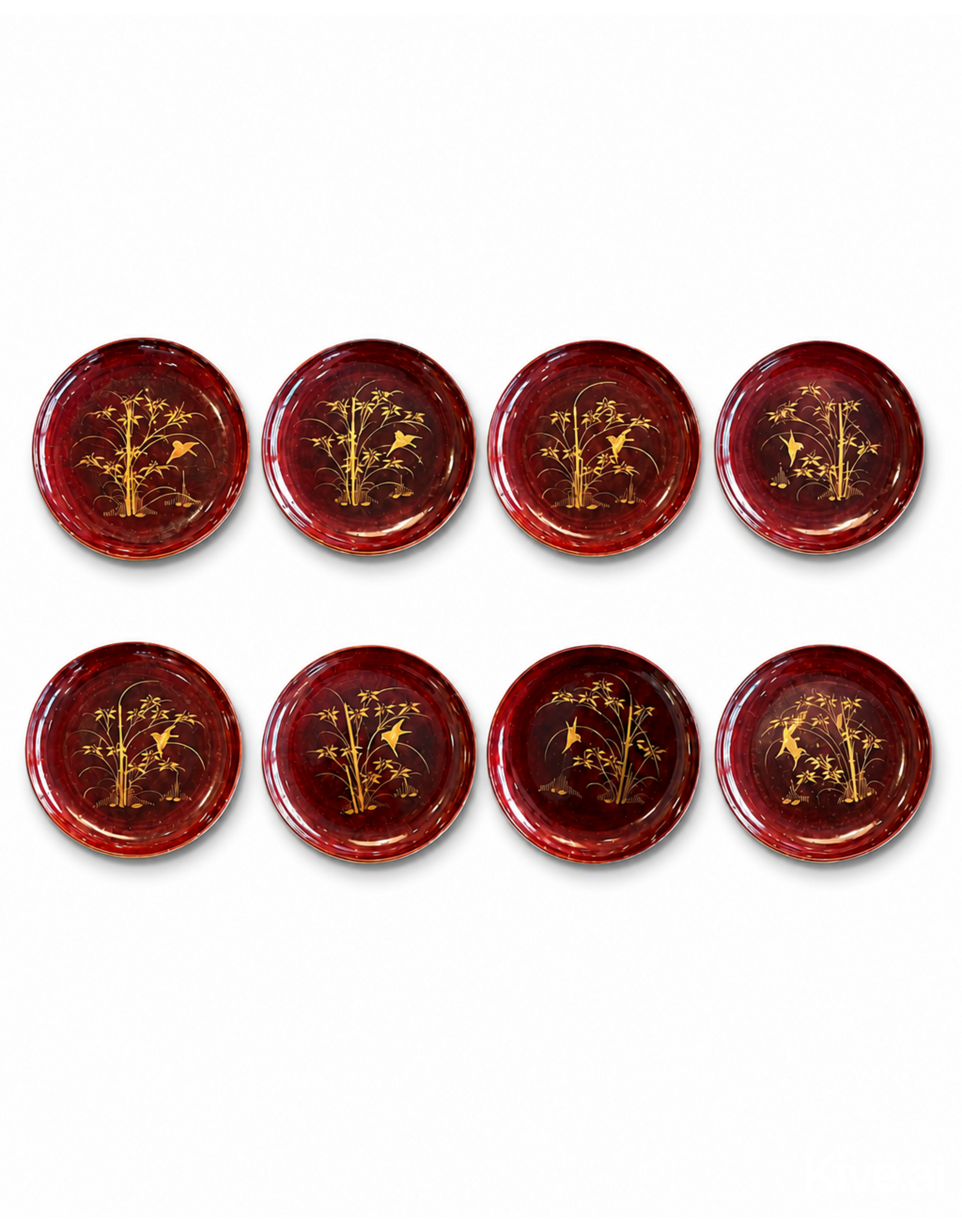 SET OF 8 JAPANESE LACQUERED FRUIT DISH