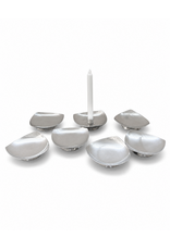 SET OF 6 STAINLESS STEEL SALT & PEPPER CELLARS WITH 1 CANDLESTICK