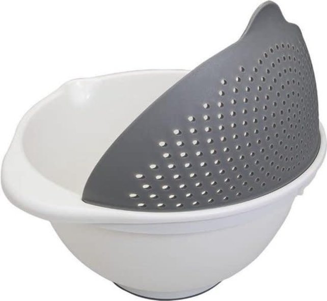 Metaltex Colander and bowl 2-in-1 - 25 cm - capacity 3.5 litres - White/grey