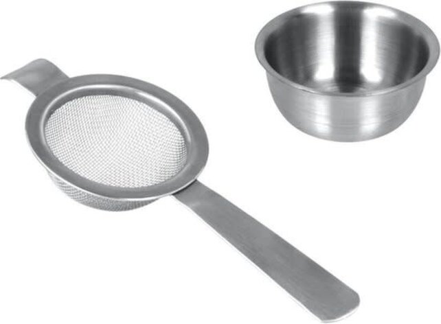 Metaltex Theezeef Met Uitlekbak 14 x 6 cm Rvs Zilver 2-delig