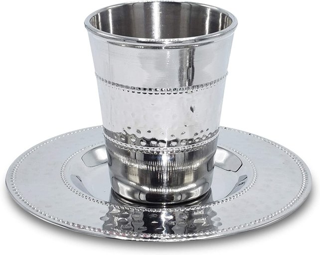Kidduschbecher+Tablett Edelstahl #9 174ml