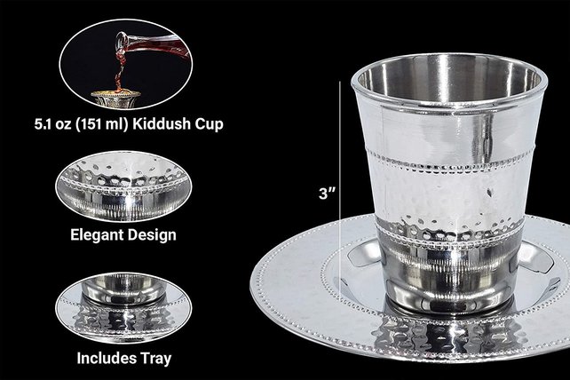 Kiddush Beker+Blad RVS #9 174ml