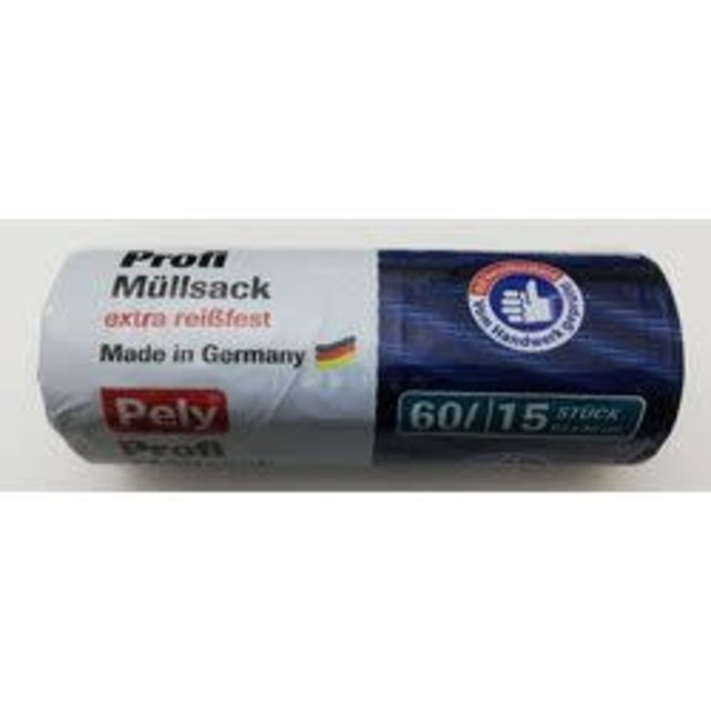 Pely 60L Zwarte Vuilzakken 15.