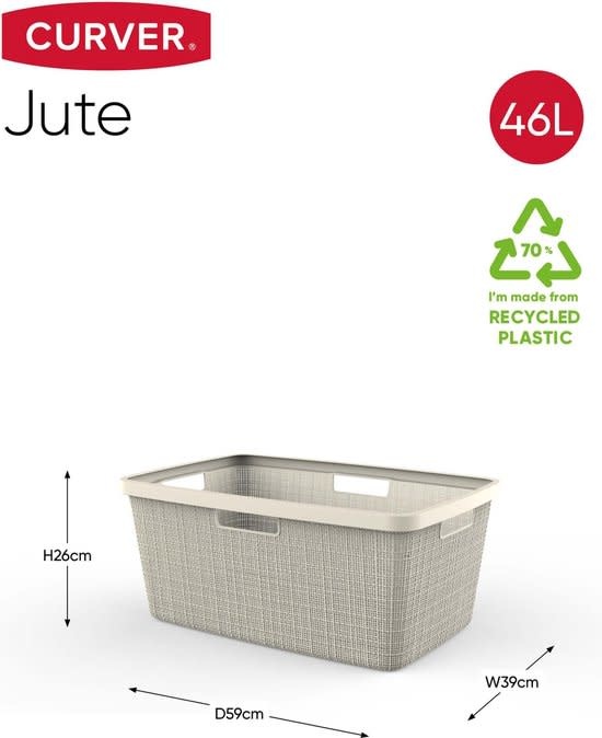 Mand lunch Bekend Curver Jute Laundry Basket White 46L