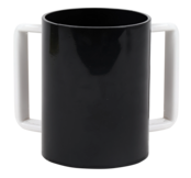 Acryl Wasbeker Zwart Witte Handvatten - 13 cm