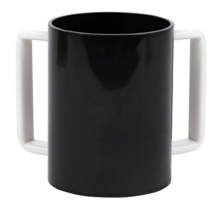 Acryl-Waschbecher mit schwarzen und weißen Griffen - 13 cm