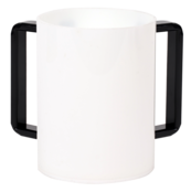 Acrylic Washing Cup   White Black Handles 5"