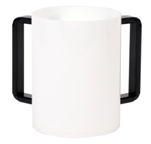Acrylic Washing Cup   White Black Handles 5"