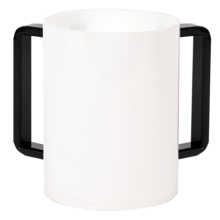 Acrylic Washing Cup   White Black Handles 5"