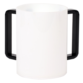 Acrylic Washing Cup   White Black Handles 5"