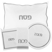 Leren Pesach Set Wit/Zilver