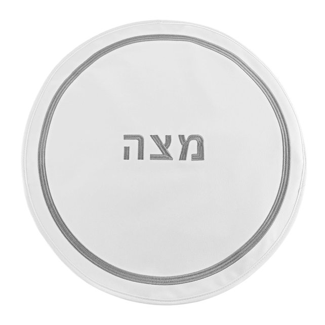 Leren Pesach Set Wit/Zilver