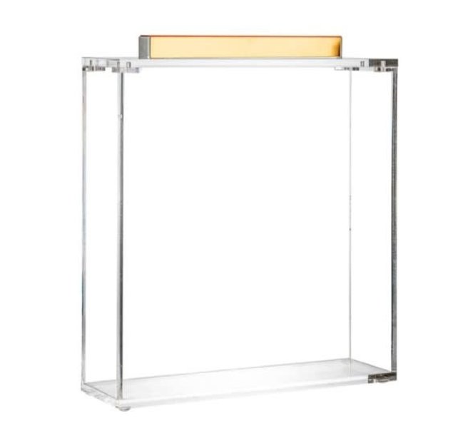 Quadratische Matzah-Box aus Metall, Lucite, goldfarben