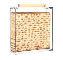 Quadratische Matzah-Box aus Metall, Lucite, goldfarben