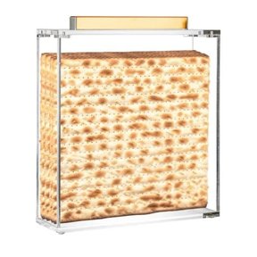 Quadratische Matzah-Box aus Metall, Lucite, goldfarben